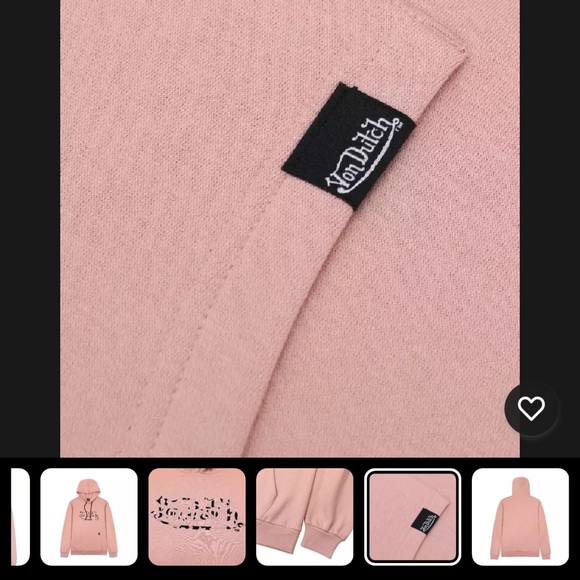 Von Dutch Pink Hoodie Sweatshirt with Drawstring Hood and Graphic Design - Picture 4 of 9
